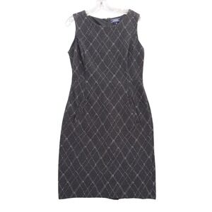 Lands' End Women's‎ Gray Diamond Knit Sleeveless Sheath Dress Size 10